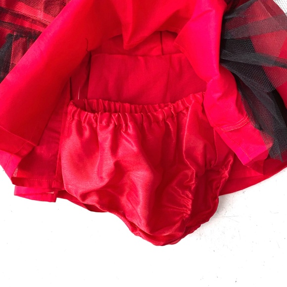 Edgehill Collection Nwt Baby Girl Ruffle Neck Short Sleeve Red Taffeta Dress - Picture 6 of 6